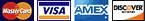 Master card, Visa, American express and Discover